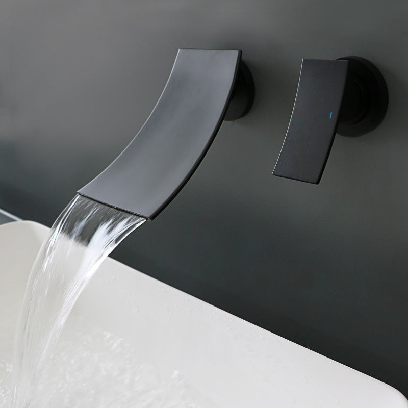 Sleek Single Lever Wall Mounted Waterfall Faucet for Bathroom Sink