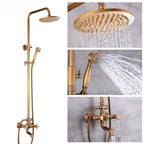 Vintage Copper Shower Kit with Brass Tap and Functional Showerheads