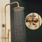 Vintage Copper Shower Kit with Brass Tap and Functional Showerheads