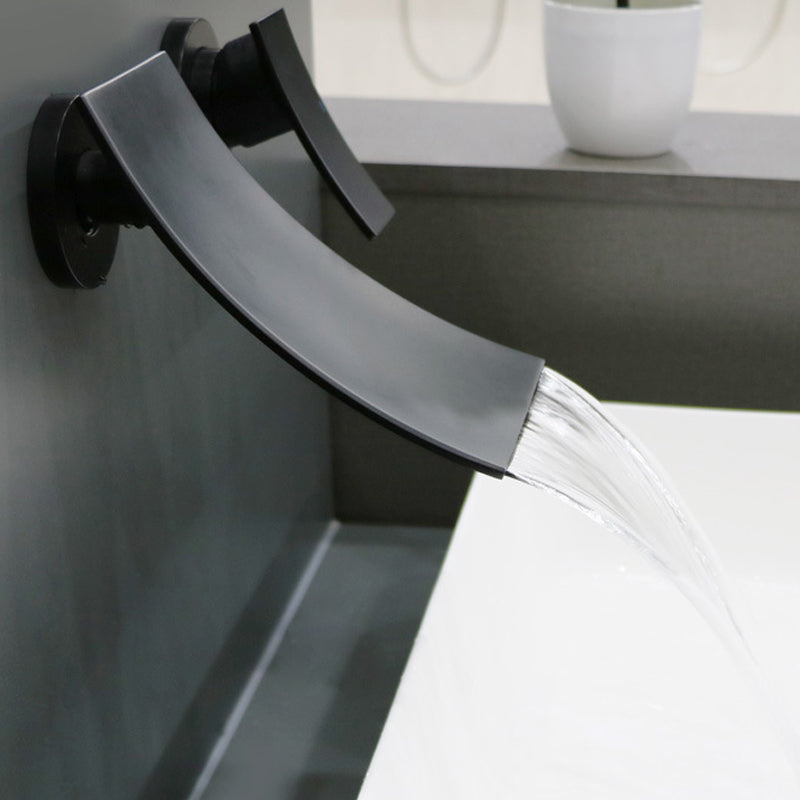 Sleek Single Lever Wall Mounted Waterfall Faucet for Bathroom Sink