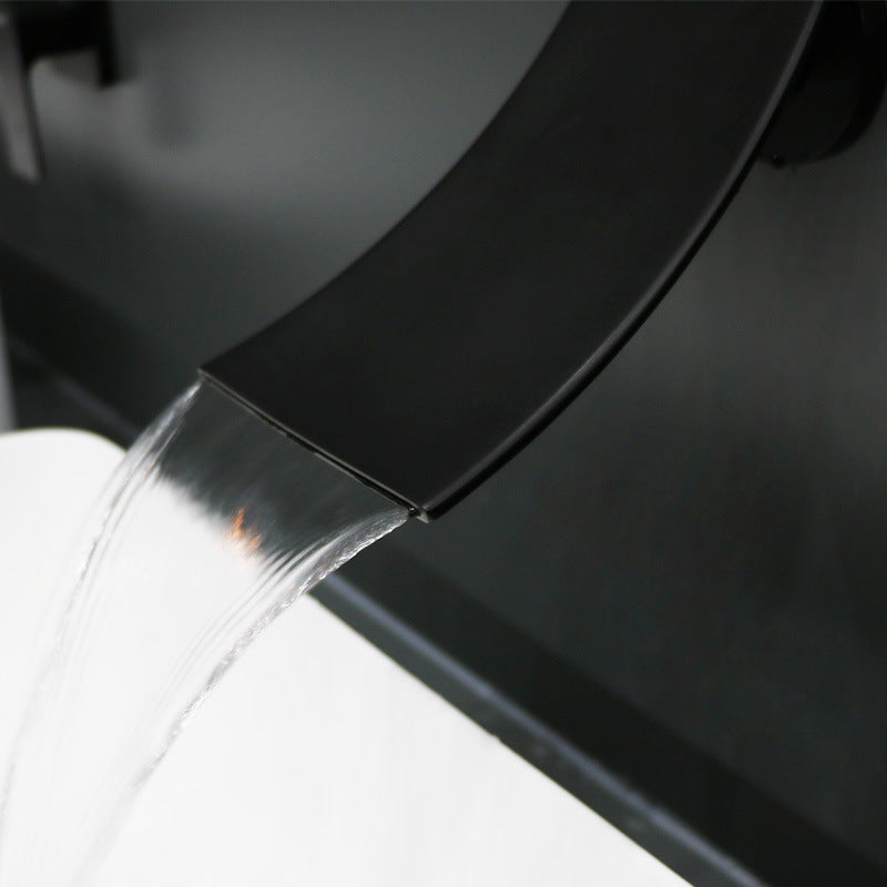 Sleek Single Lever Wall Mounted Waterfall Faucet for Bathroom Sink