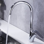 Brushed Deck-Mounted Kitchen Mixer Tap With Swivel Spout