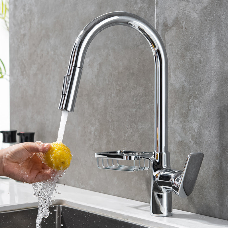 Single-Lever Kitchen Faucet With Pull-Down Sprayer, Hot And Cold