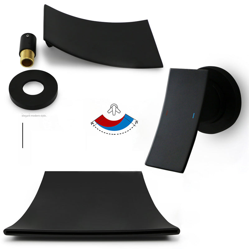 Sleek Single Lever Wall Mounted Waterfall Faucet for Bathroom Sink