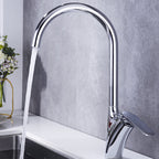 Brushed Deck-Mounted Kitchen Mixer Tap With Swivel Spout