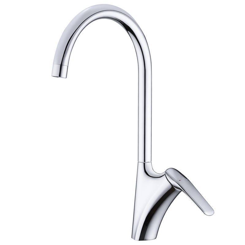 Brushed Deck-Mounted Kitchen Mixer Tap With Swivel Spout