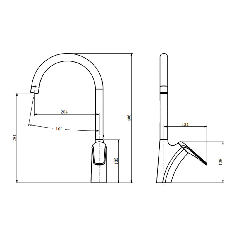 Brushed Deck-Mounted Kitchen Mixer Tap With Swivel Spout