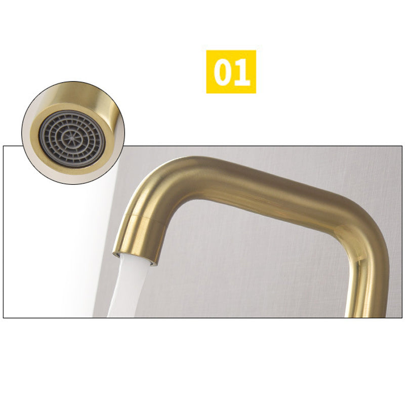 Brushed Gold Widespread Waterfall Faucet for Three-Hole Bathroom Sink