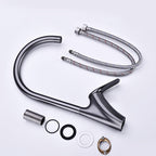 Brushed Deck-Mounted Kitchen Mixer Tap With Swivel Spout