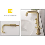 Brushed Gold Widespread Waterfall Faucet for Three-Hole Bathroom Sink