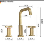 Brushed Gold Widespread Waterfall Faucet for Three-Hole Bathroom Sink