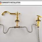 Marcelli Vintage Brass Double-Handle Bathroom Faucet for 3-Hole Sink