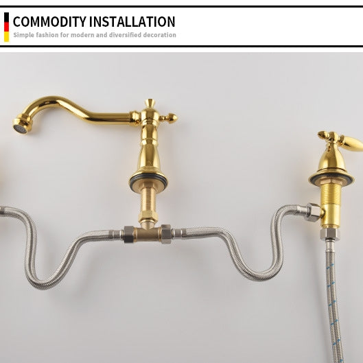 Marcelli Vintage Brass Double-Handle Bathroom Faucet for 3-Hole Sink