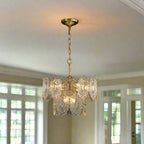 Embossed Crystal Panel Chandelier, 5 Or 7 Lights