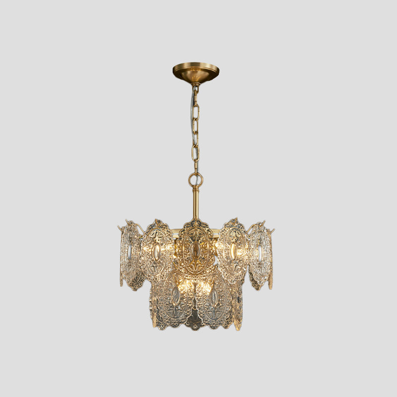 Embossed Crystal Panel Chandelier, 5 Or 7 Lights