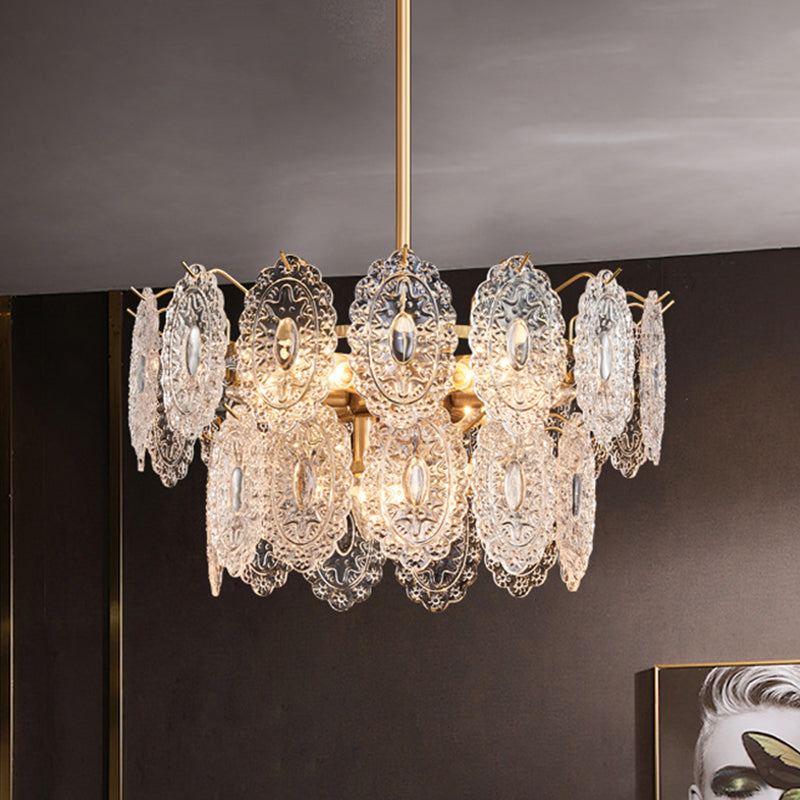 Embossed Crystal Panel Chandelier, 5 Or 7 Lights