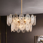 Embossed Crystal Panel Chandelier, 5 Or 7 Lights