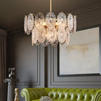Embossed Crystal Panel Chandelier, 5 Or 7 Lights
