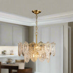 Embossed Crystal Panel Chandelier, 5 Or 7 Lights