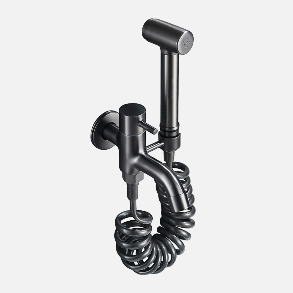 Graues Wandmontage-Bidet-Set mit Handbrause