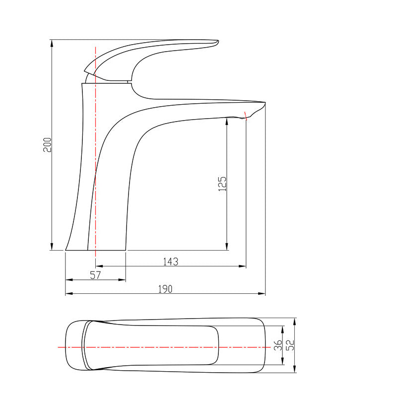 Brass Single-Lever Bathroom Faucet for One-Hole Sinks