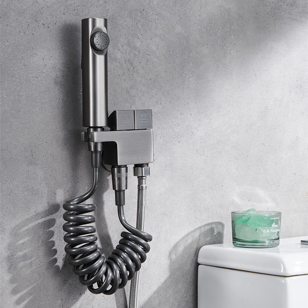 Miraqua Handheld Toilet Bidet Sprayer Kit With Dual Outlet Angle Valve