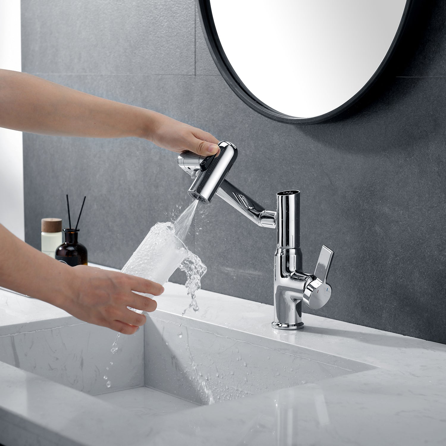 Smart Digital Basin Faucet for Hot and Cold Water