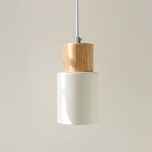 Marlen | Wood and Metal Cylindrical Pendant Light