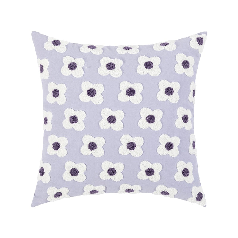 Lumbar Pillow Cover with Daisy Embroidery