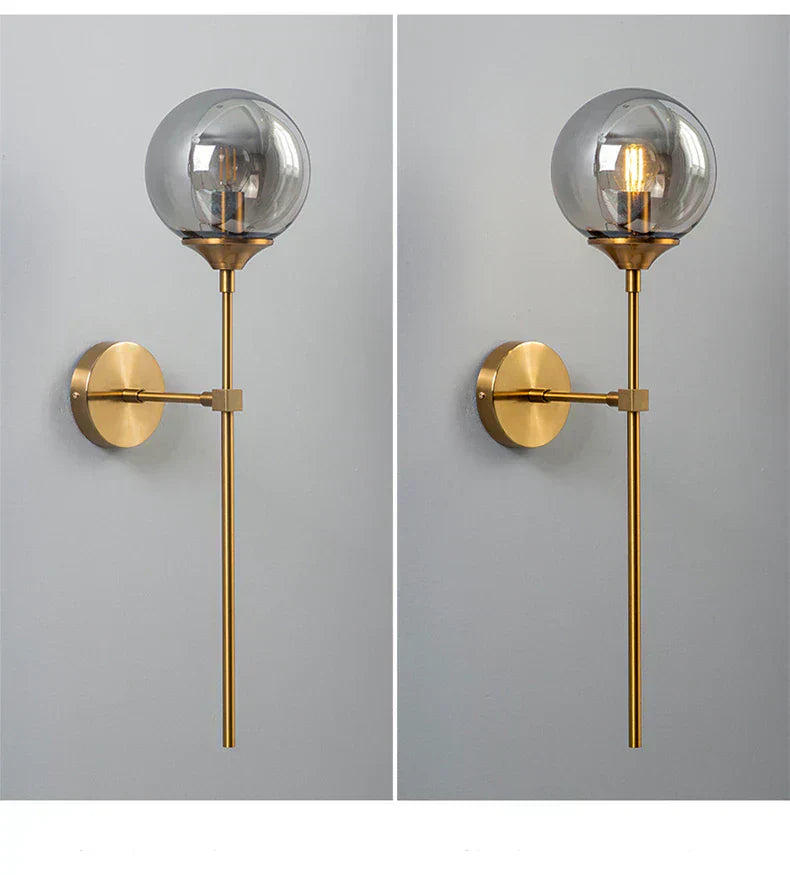 Glass Torch Wall Light in Brass
