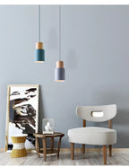 Marlen | Wood and Metal Cylindrical Pendant Light