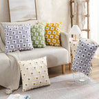 Lumbar Pillow Cover with Daisy Embroidery