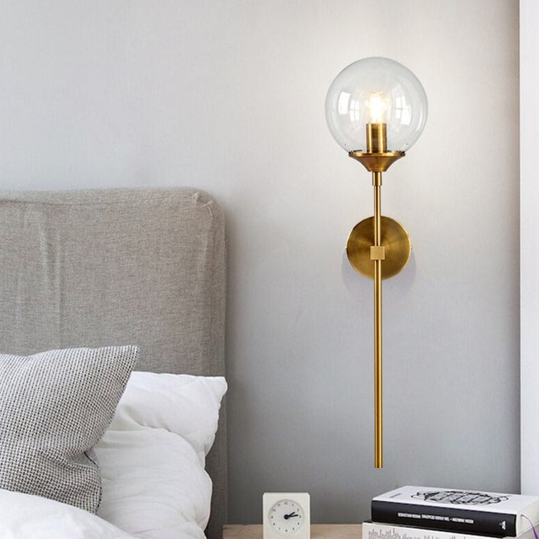 Glass Torch Wall Light in Brass