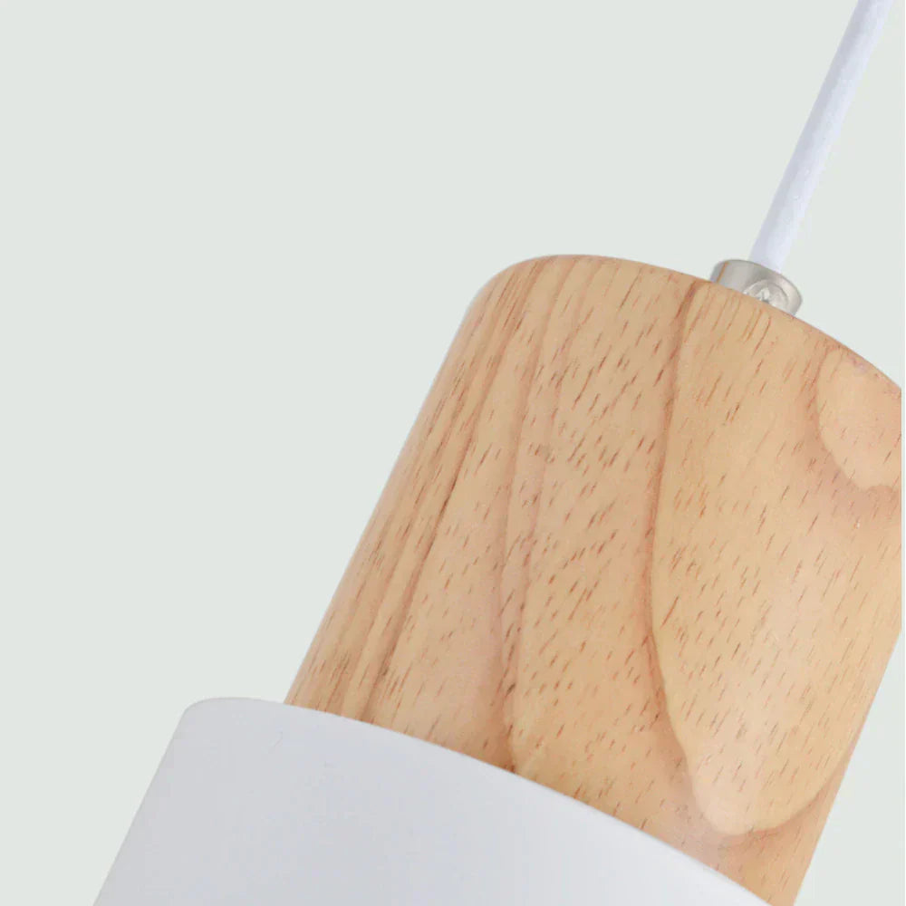 Marlen | Wood and Metal Cylindrical Pendant Light
