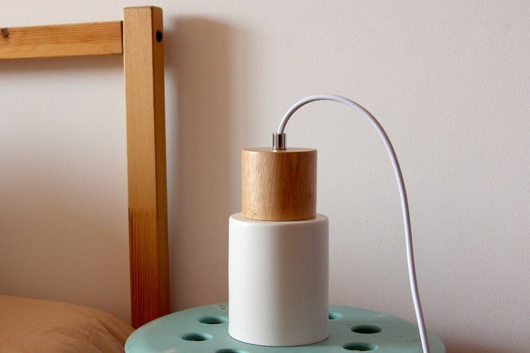 Marlen | Wood and Metal Cylindrical Pendant Light