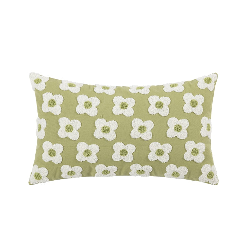 Lumbar Pillow Cover with Daisy Embroidery