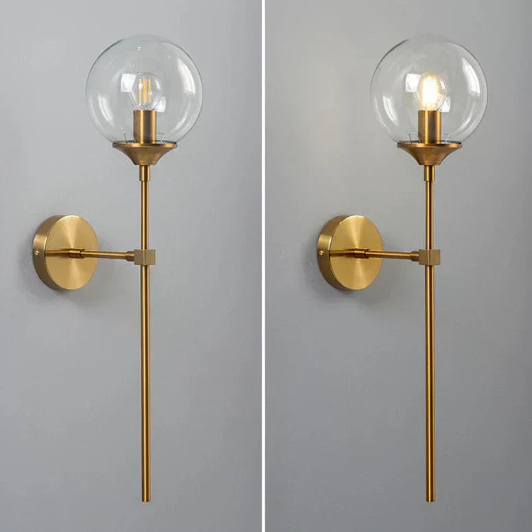 Glass Torch Wall Light in Brass