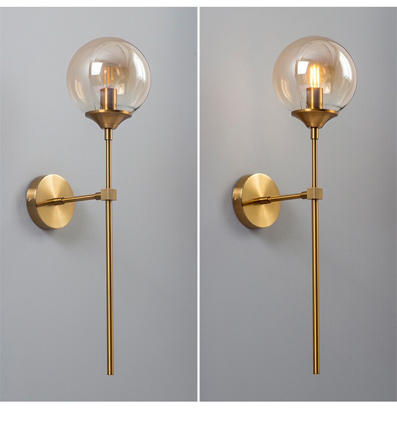 Glass Torch Wall Light in Brass