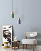 Marlen | Wood and Metal Cylindrical Pendant Light