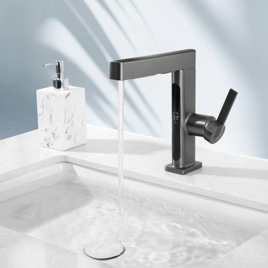 Alyra Single-Hole Pull-Out Faucet With Temperature Readout