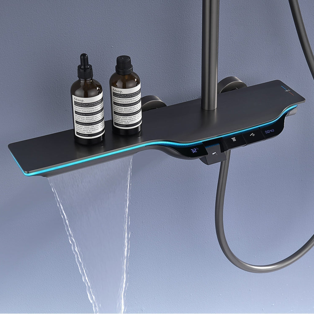 LED Shower System With Temperature Control