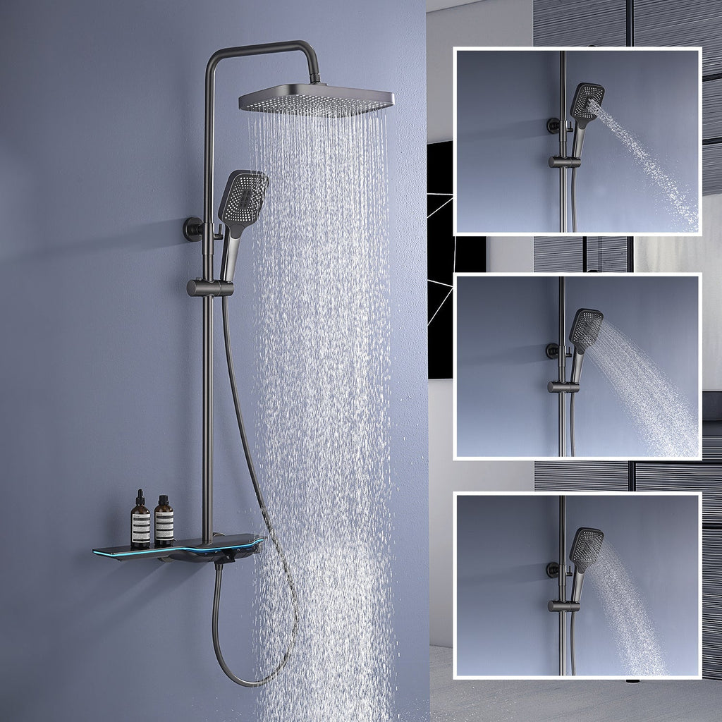 LED Shower System With Temperature Control
