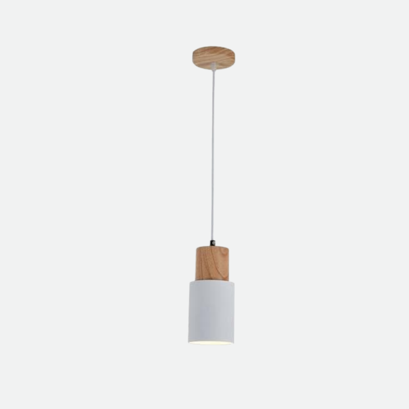Marlen | Wood and Metal Cylindrical Pendant Light
