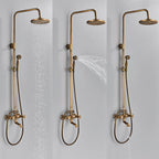 Vintage Copper Shower Kit with Brass Tap and Functional Showerheads