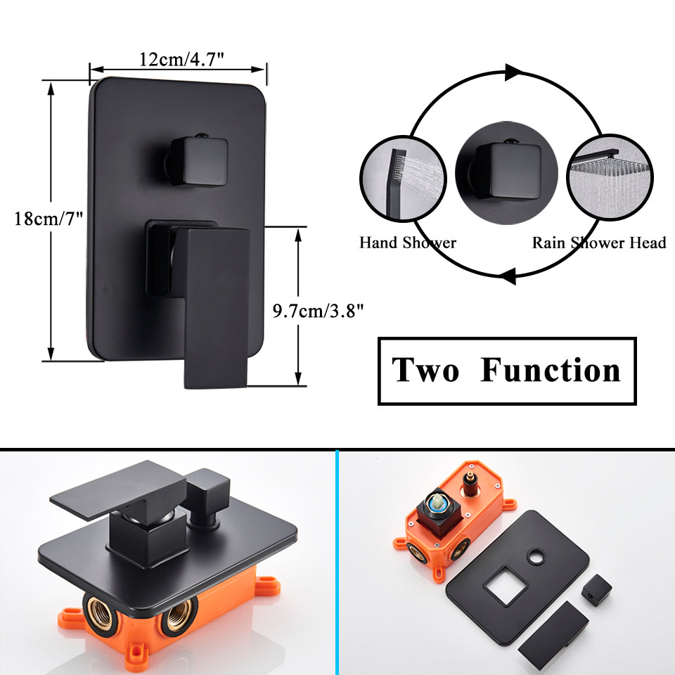 Modern Black 3-Piece Bath and Shower Set