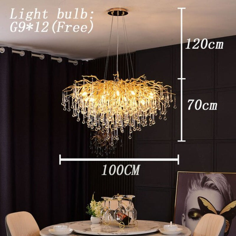 Luminelle Gold Branch Crystal LED Chandelier