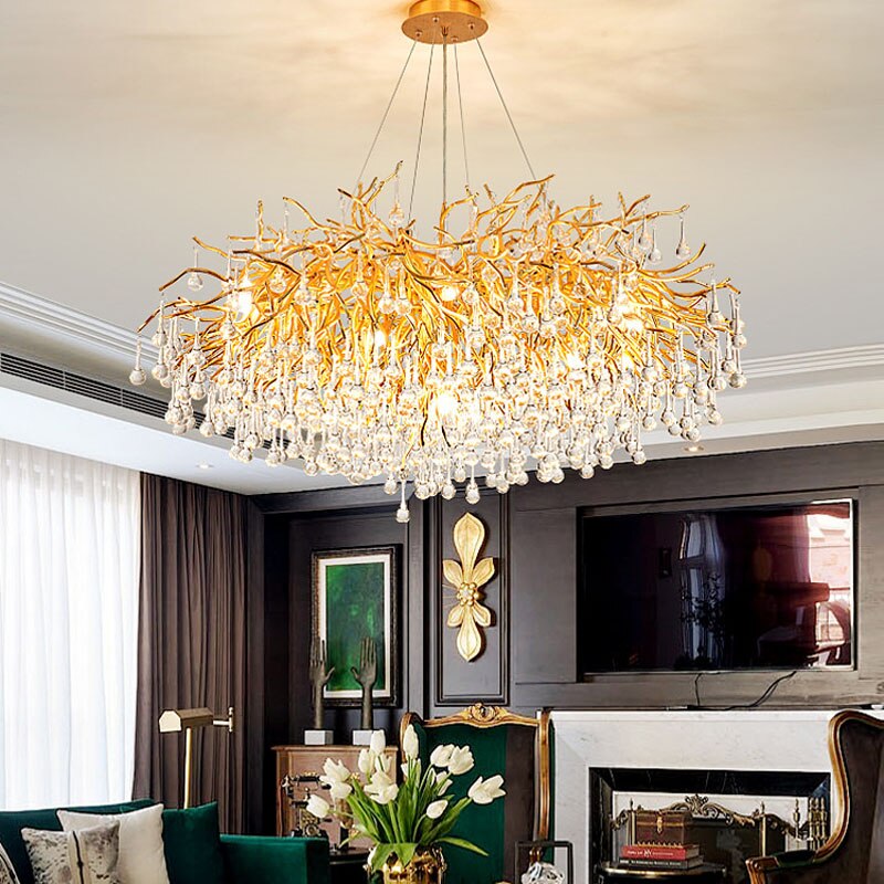Luminelle Gold Branch Crystal LED Chandelier