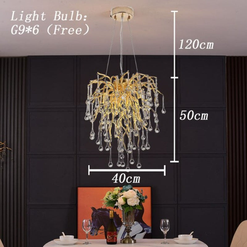 Luminelle Gold Branch Crystal LED Chandelier