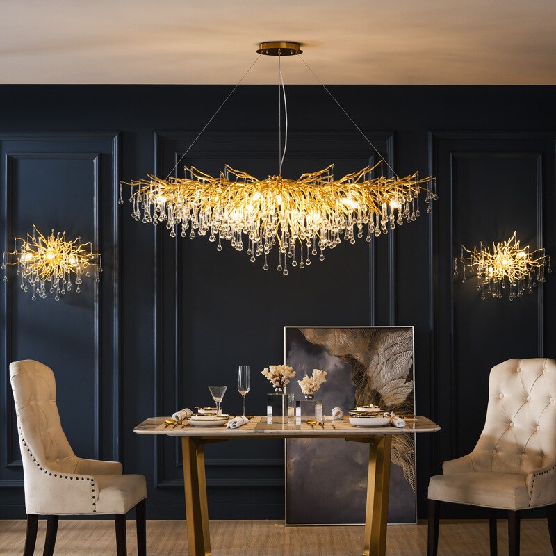 Luminelle Gold Branch Crystal LED Chandelier