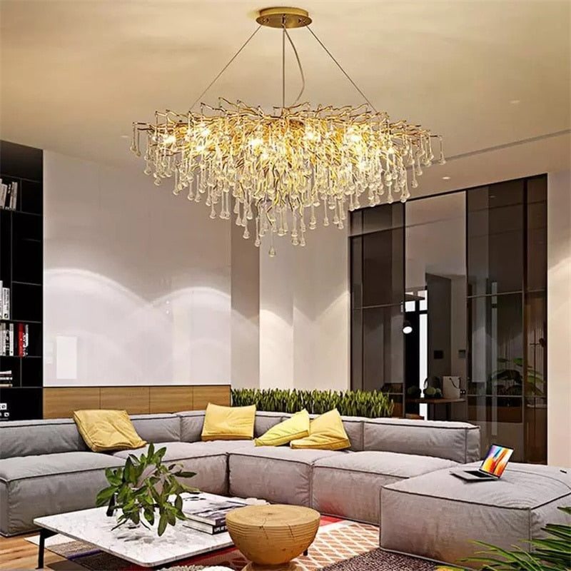 Luminelle Gold Branch Crystal LED Chandelier